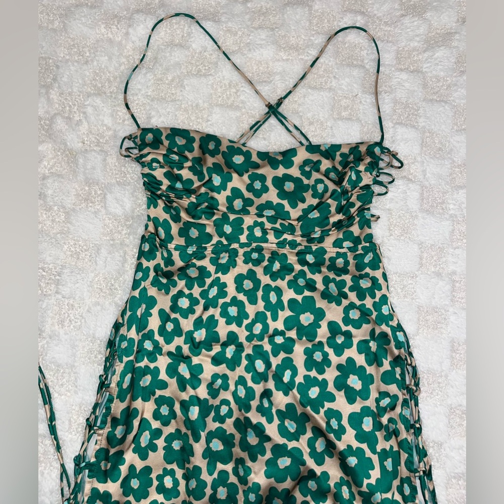 For Love & Lemons Green Floral Lincoln Midi Dress • Small - Picture 2 of 16